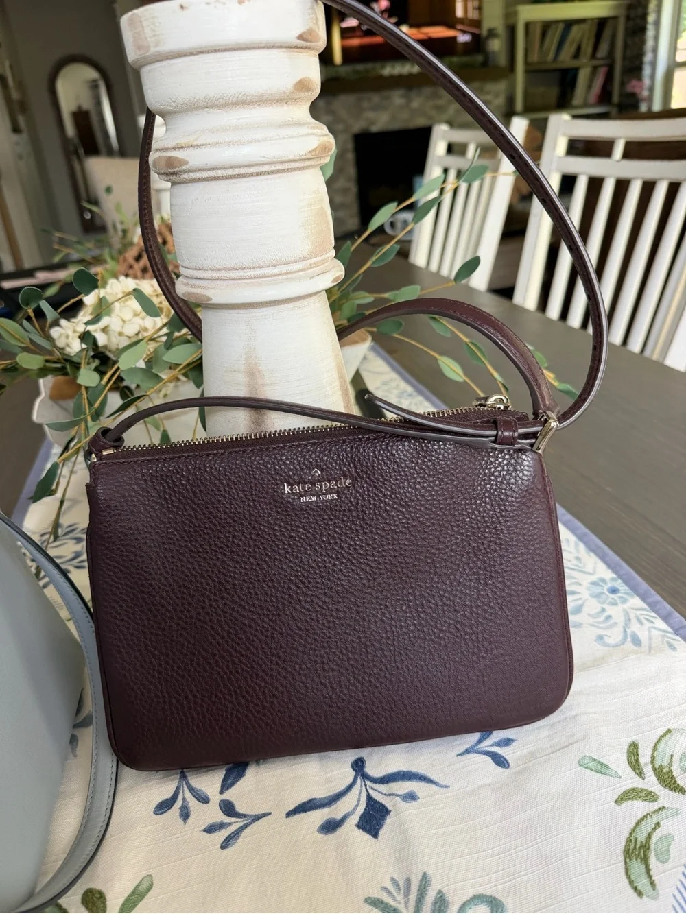 kate spade Pebbled Leather Crossbody in Burgundy